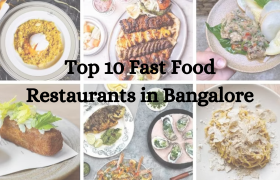 Collage of fast food dishes.